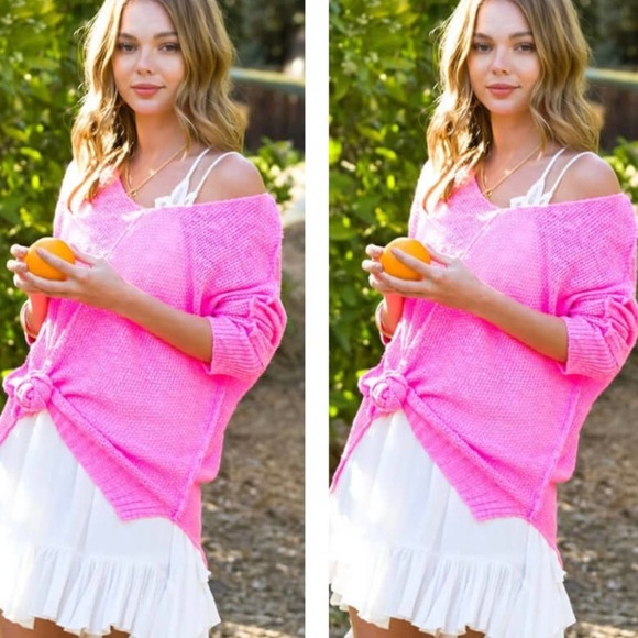 Ultra Pink Drop Shoulder Sweater - Picture 2 of 2